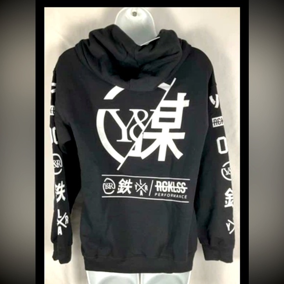 Womens Young & Reckless X Small Black Hoodie Graphic Kangaroo Pocket Sweatshirt - Picture 2 of 11